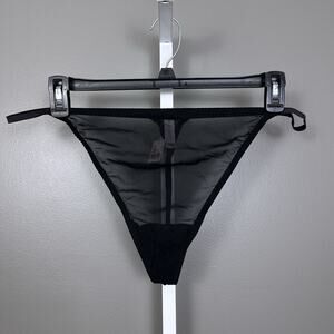 Vintage Cacique G String Thong Panties Sheer Black Chiffon Plus Size 26/28 New